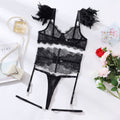 Feather Lace Transparent Lingerie Set