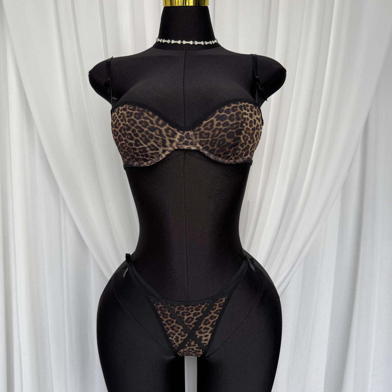Leopard Print French Bra & Ultra Thin Underwear